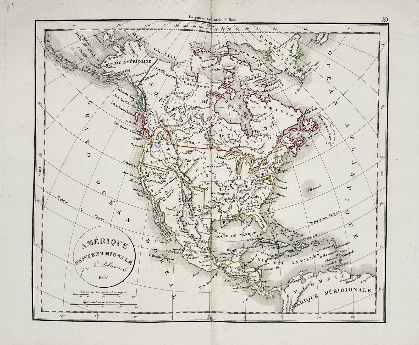 Felix Delamanche (1805–1867) – Map of North America – North America – Engraving (1 of 2)