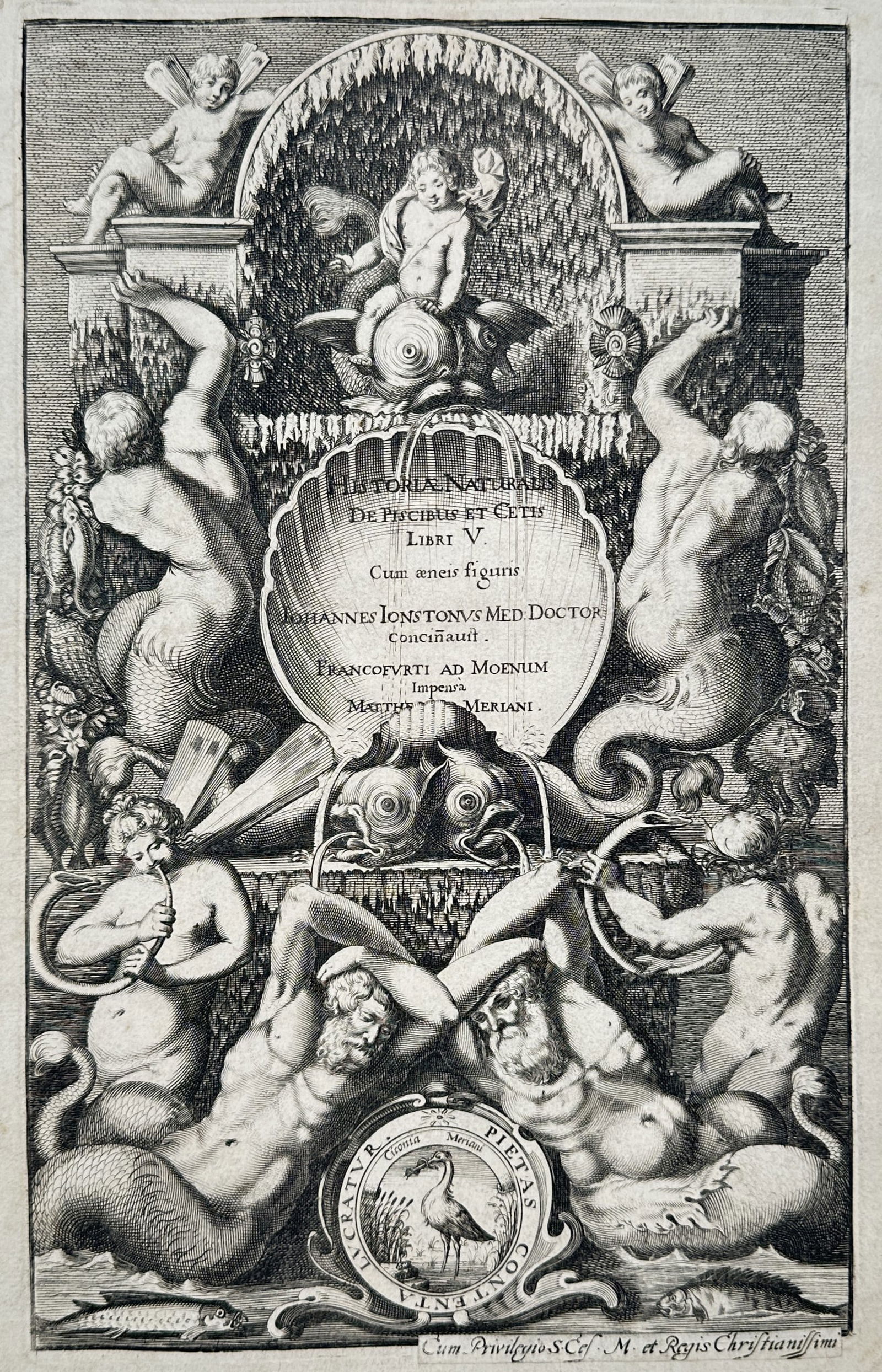 Matthäus Merian the Elder (1593–1650) – Title Page for a Natural History of Fish and Whales (1 of 2)
