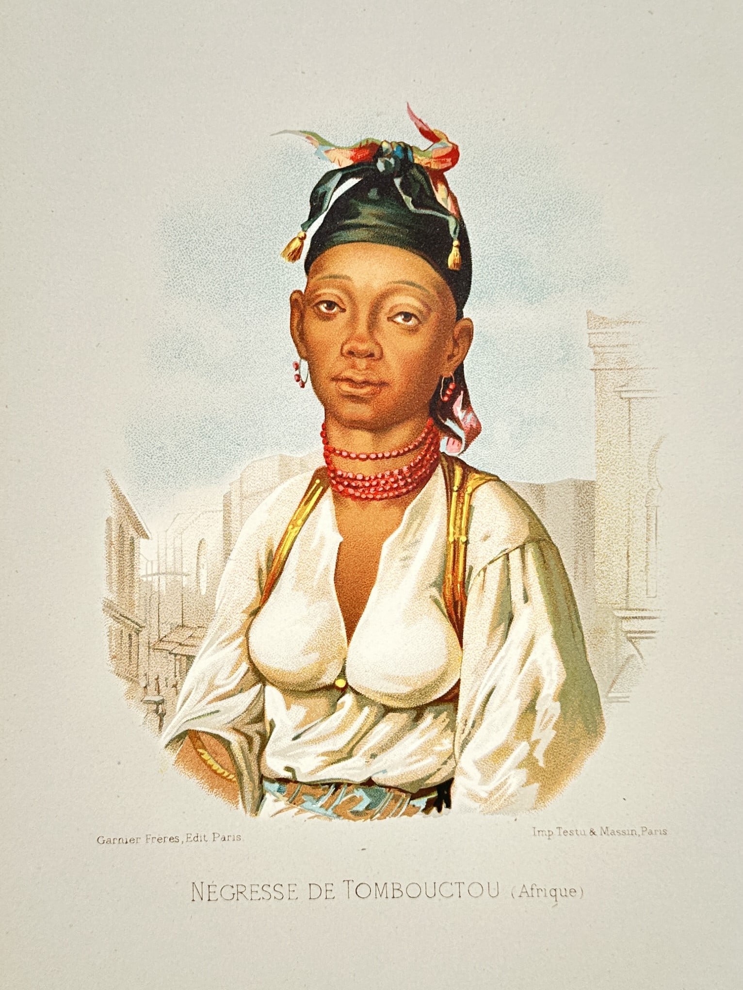 Testu & Massin (Active 19th Century) – Portrait of a Woman from Timbuktu – Chromolithography (1 of 2)