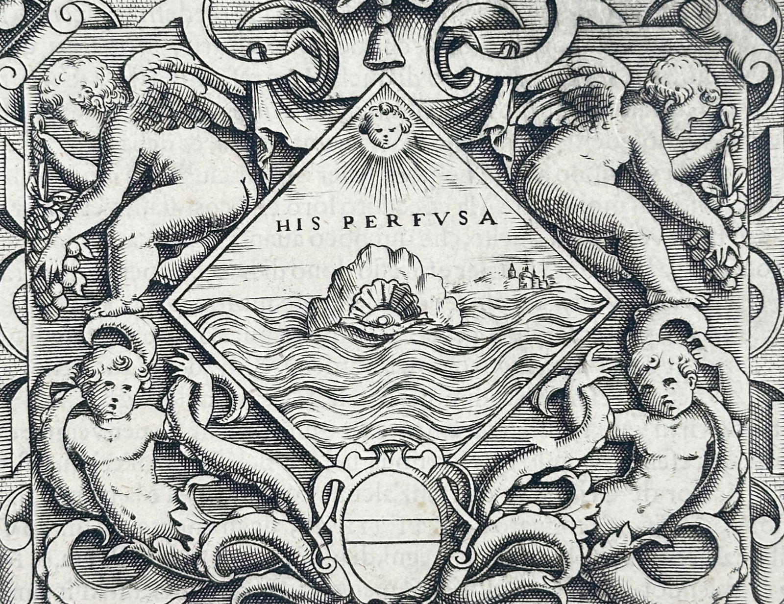 Girolamo Ruscelli (1504-1566) – Allegorical Device of Nicolo Bernardino Sanseverino – Engraving (1 of 3)