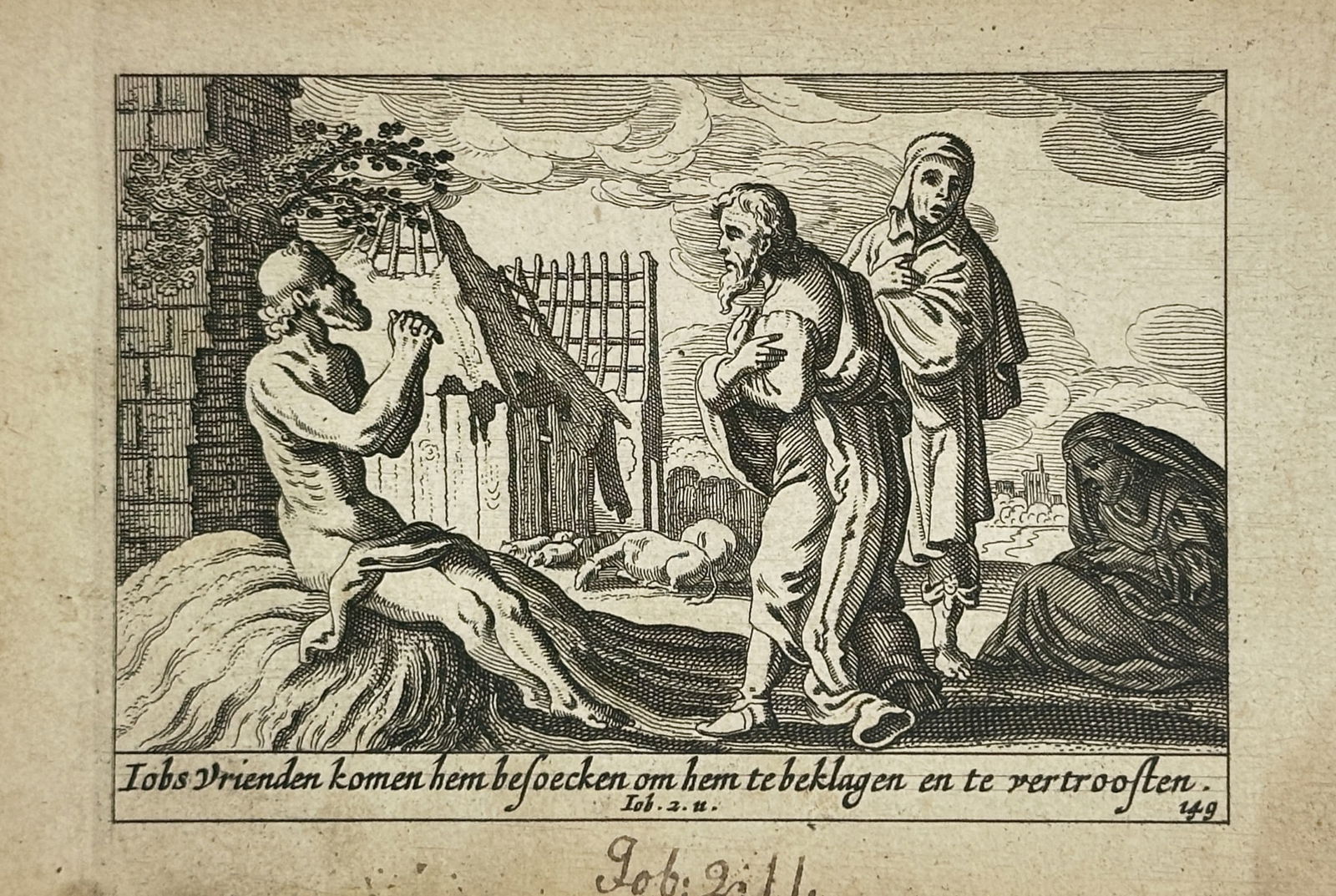 Piter Schulz (1642-1718) – Job Comforted by His Friends – Engraving (1670) (1 of 2)