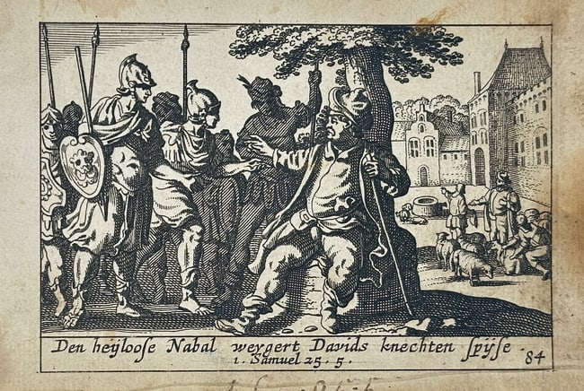 Pieter Hendriksz. Schut (1618–1660) – Nabal Refusing Food to David's Messengers (1 of 2)