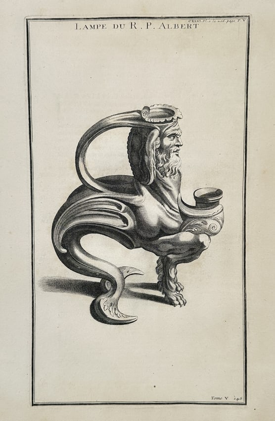 Bernard de Montfaucon – Illustration of an Ancient Roman Oil Lamp (Lamp) (1 of 2)