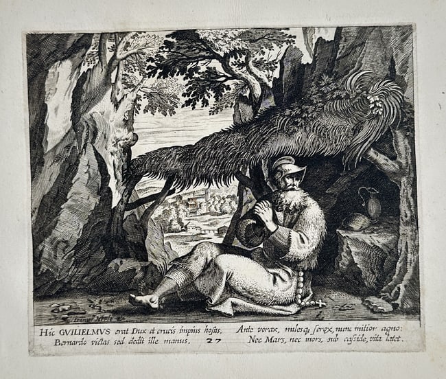 Giovanni Merlo (Active c. 1640–1660) – Saint Guilielmus as a Hermit – Engraving (1 of 2)