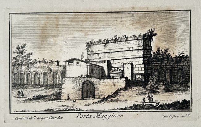 Giovanni Domenico Cassini (1625–1712) – Major Gate in Rome, Italy – Engraving (1 of 2)