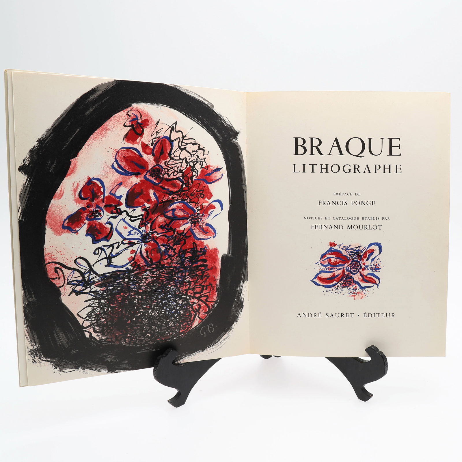 Georges Braque - Modernism with 3 original lithographs: Modernism. Braque, Georges, French modernist artist (1882-1963). Braque Lithographe. Preface by Francis Ponge, Notes and catalog established by Fernand Mourlot. Publisher Andfré Saiuret, Paris, 1963.