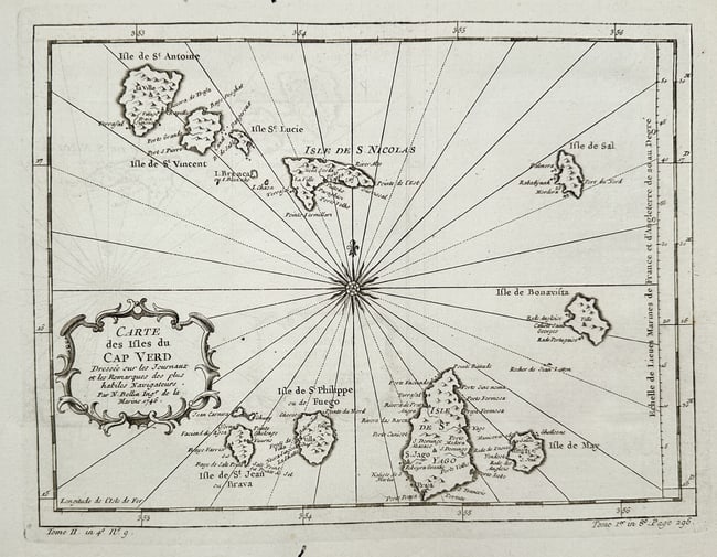 Jacques-Nicolas Bellin (1703–1772) – Map of the Cape Verde Islands (Africa) – Engraving (1 of 2)