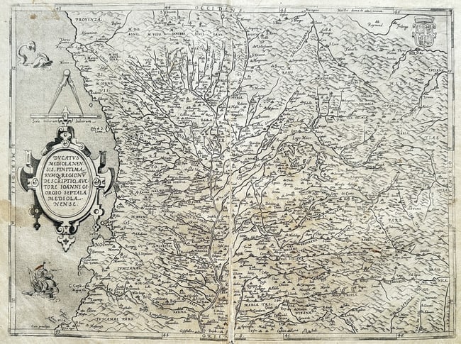 Abraham Ortelius (1527–1598) – Map of the Italy - Duchy of Milan – Engraved Map (1 of 3)