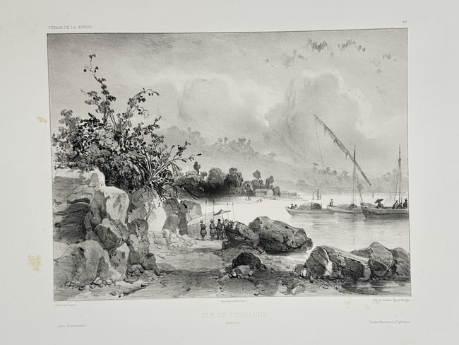 Barthélemy Lauvergne (1805–1871) – View of Tourane in Cochinchine – Lithograph (1 of 1)