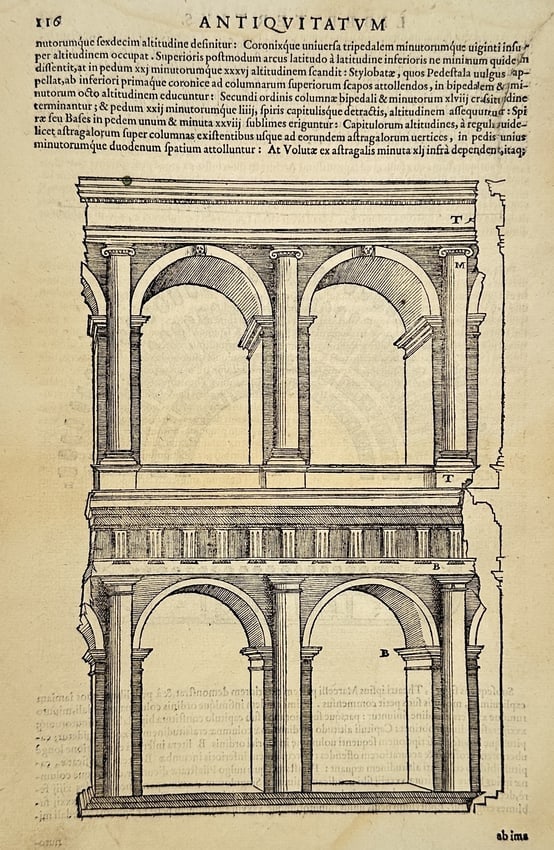 Sebastiano Serlio – Architectural Study of Roman Arches and Orders – Woodcut (1 of 2)