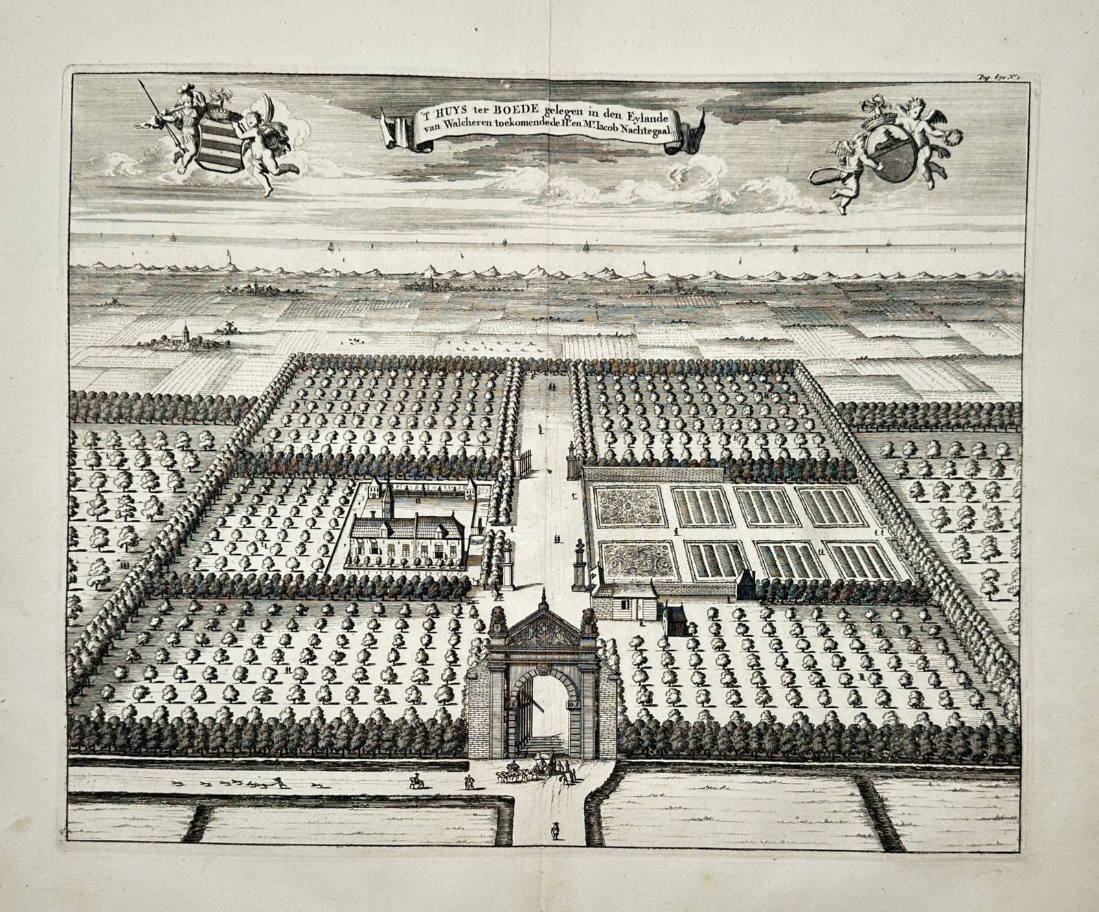 Mattheus Smallegange (1624–1710) – View of the House ter Boede – etching (1696) (1 of 2)