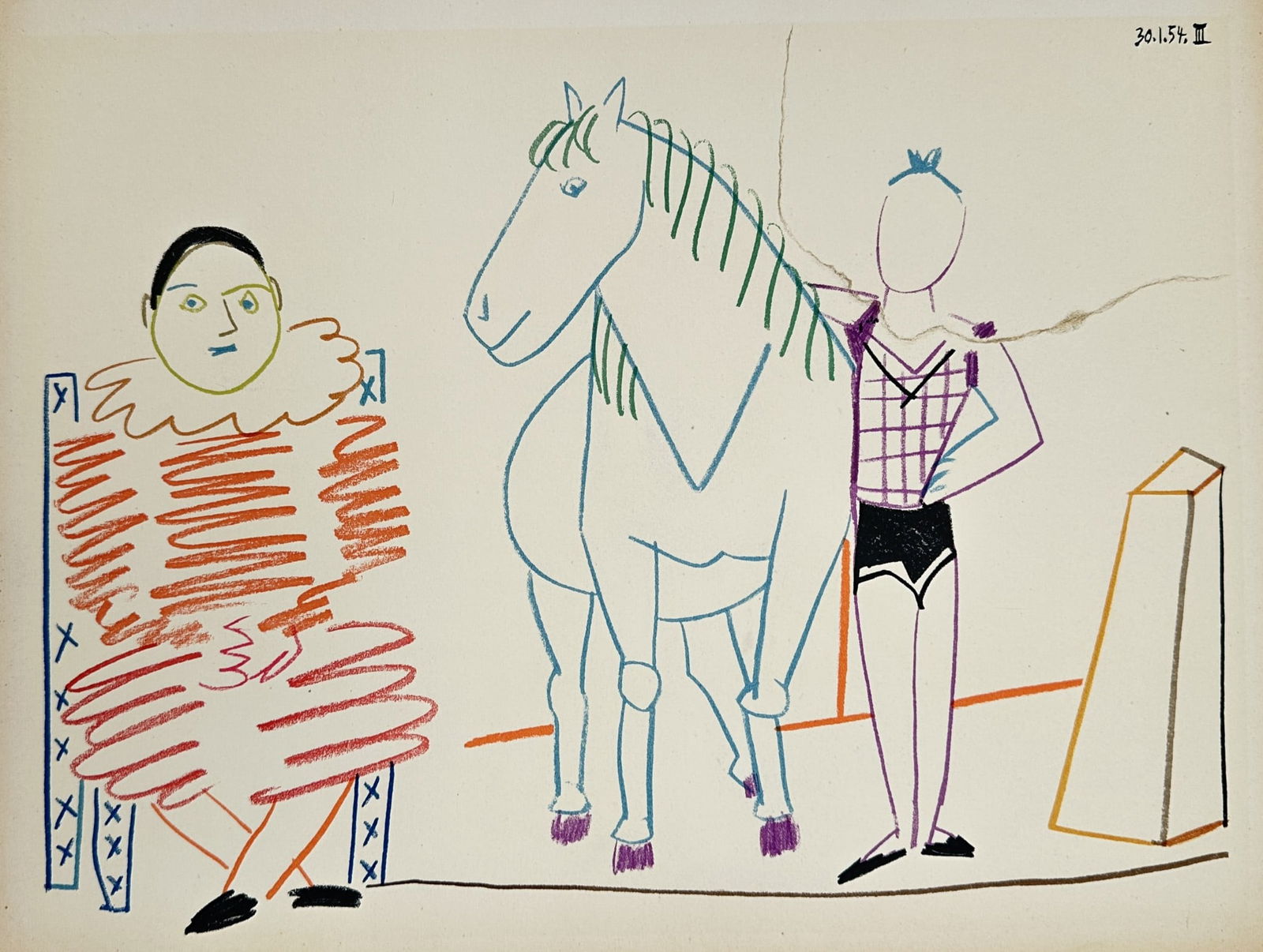 Pablo Picasso (1881–1973), after – The Clown and the Horse – Lithography - 1954 (1 of 2)