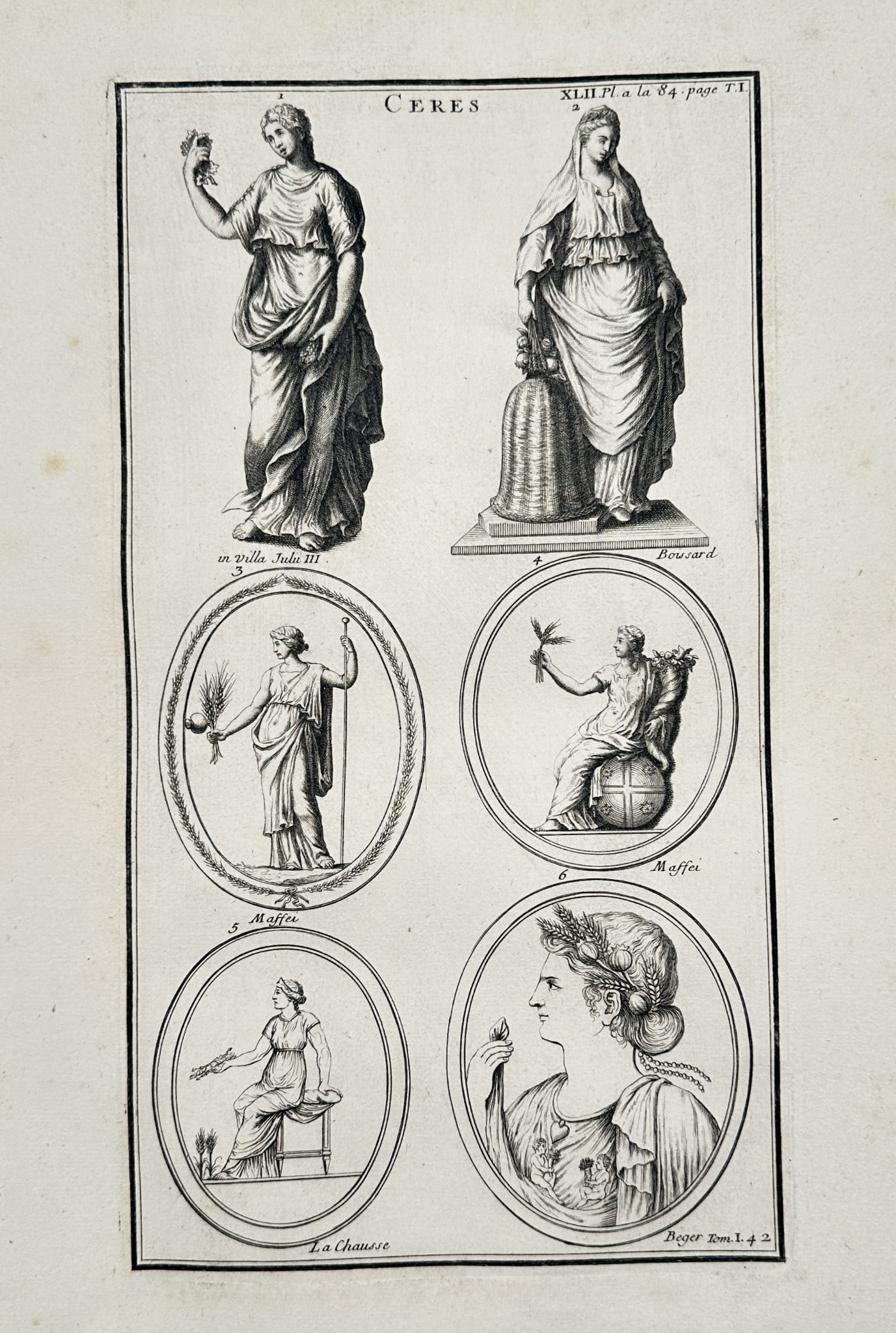 Bernard de Montfaucon (1655–1741) – Illustrations of the Goddess Ceres – Etching (1 of 2)
