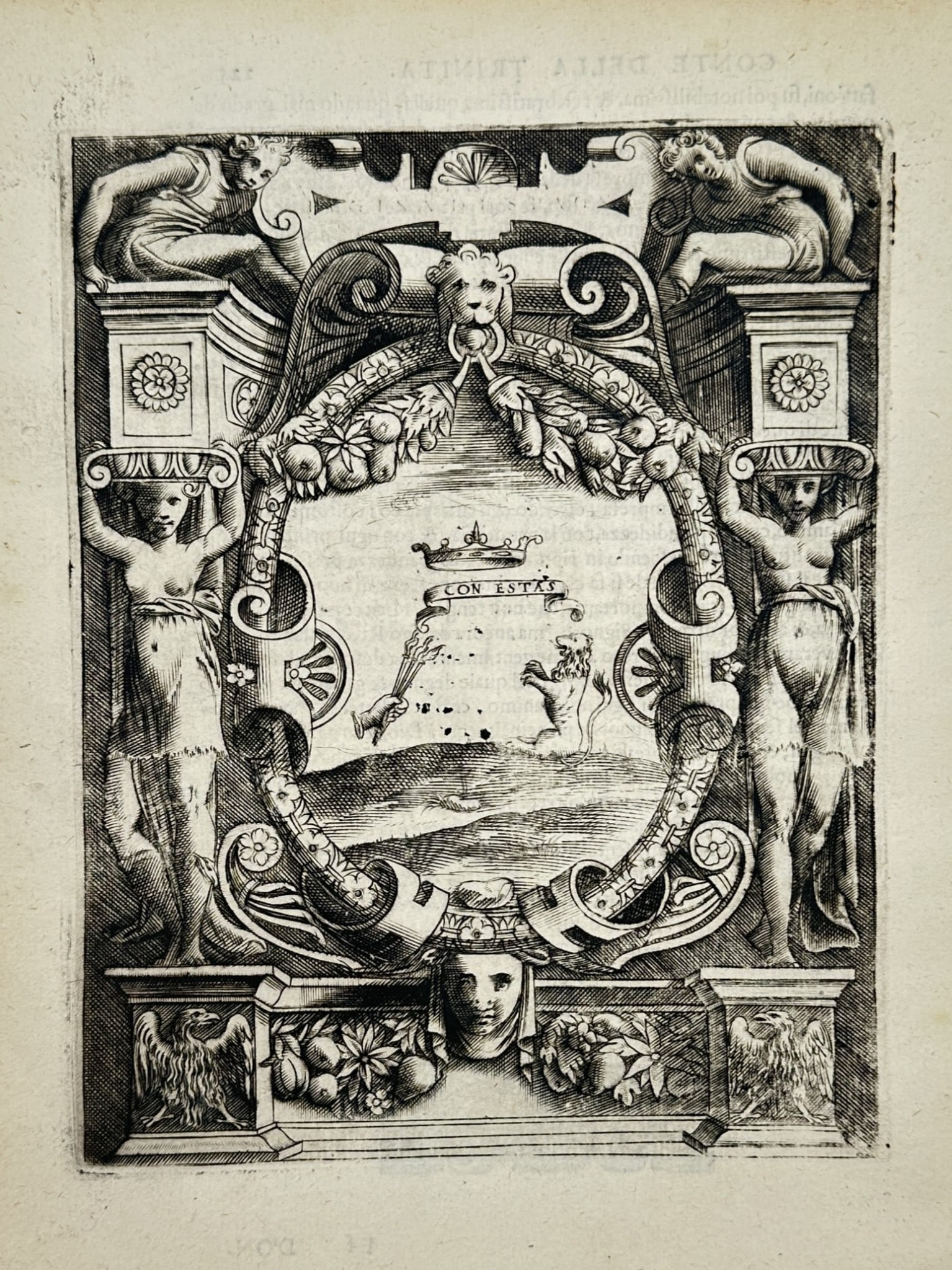 Girolamo Ruscelli (1504–1566) – Allegorical Coat of Arms of the Count of Trinity (1 of 3)