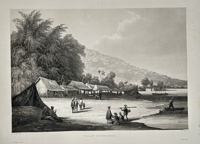 Louis Auguste de Sainson – Cochinchinese Village (Vietnam) – Lithograph (1 of 2)