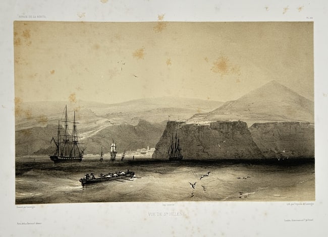 Barthélemy Lauvergne – View of the Island of St. Ambrose (Chile) – Tinted lithograph (1 of 2)