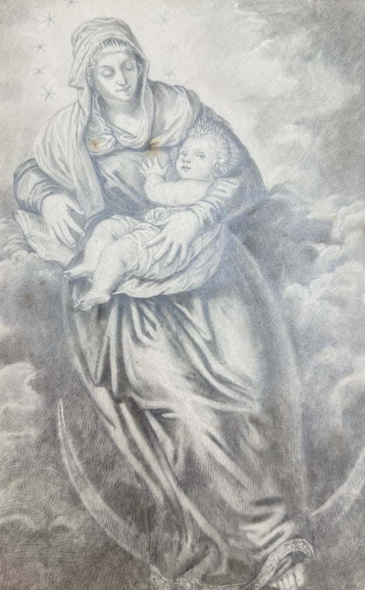 Tintoretto (Italy 1518-1594) after - Drawing, Madonna with Child (1 of 2)