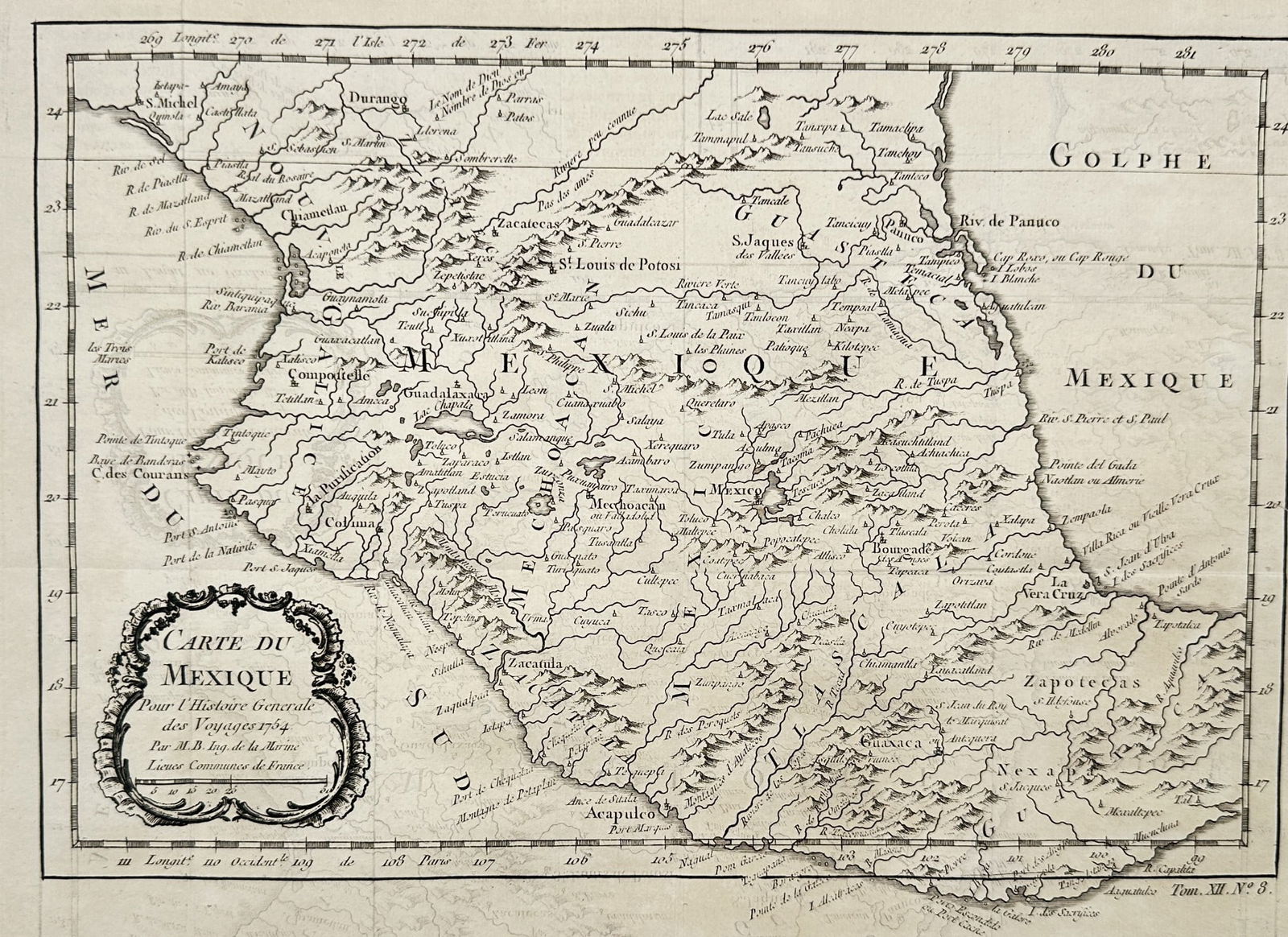 Antoine François Prévost (1697–1763) – Map of Mexico – Engraving with hand (1 of 3)