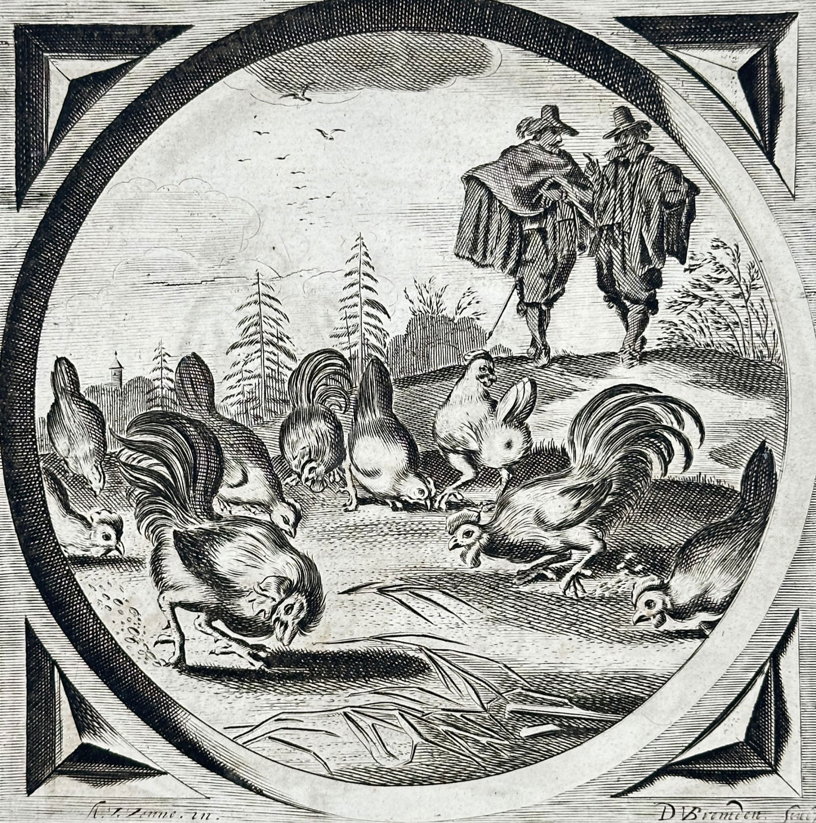 Jacob Cats (1577–1660) – Allegory of the Hens and the Grain – Etching (1658) (1 of 3)