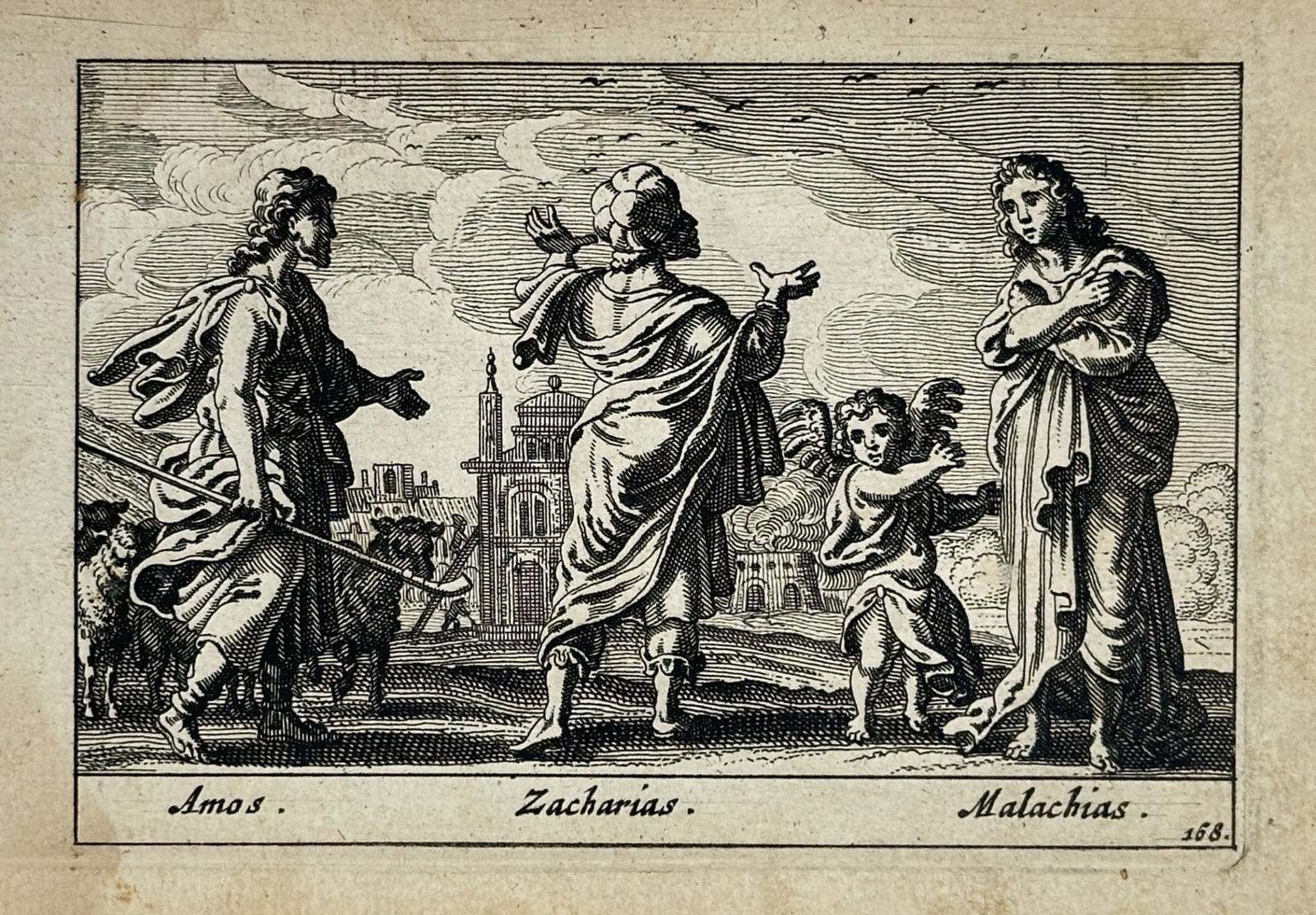 Pieter Schut (1618–1660) – The Prophets Amos, Zacharias, and Malachias – woodcut (1 of 2)