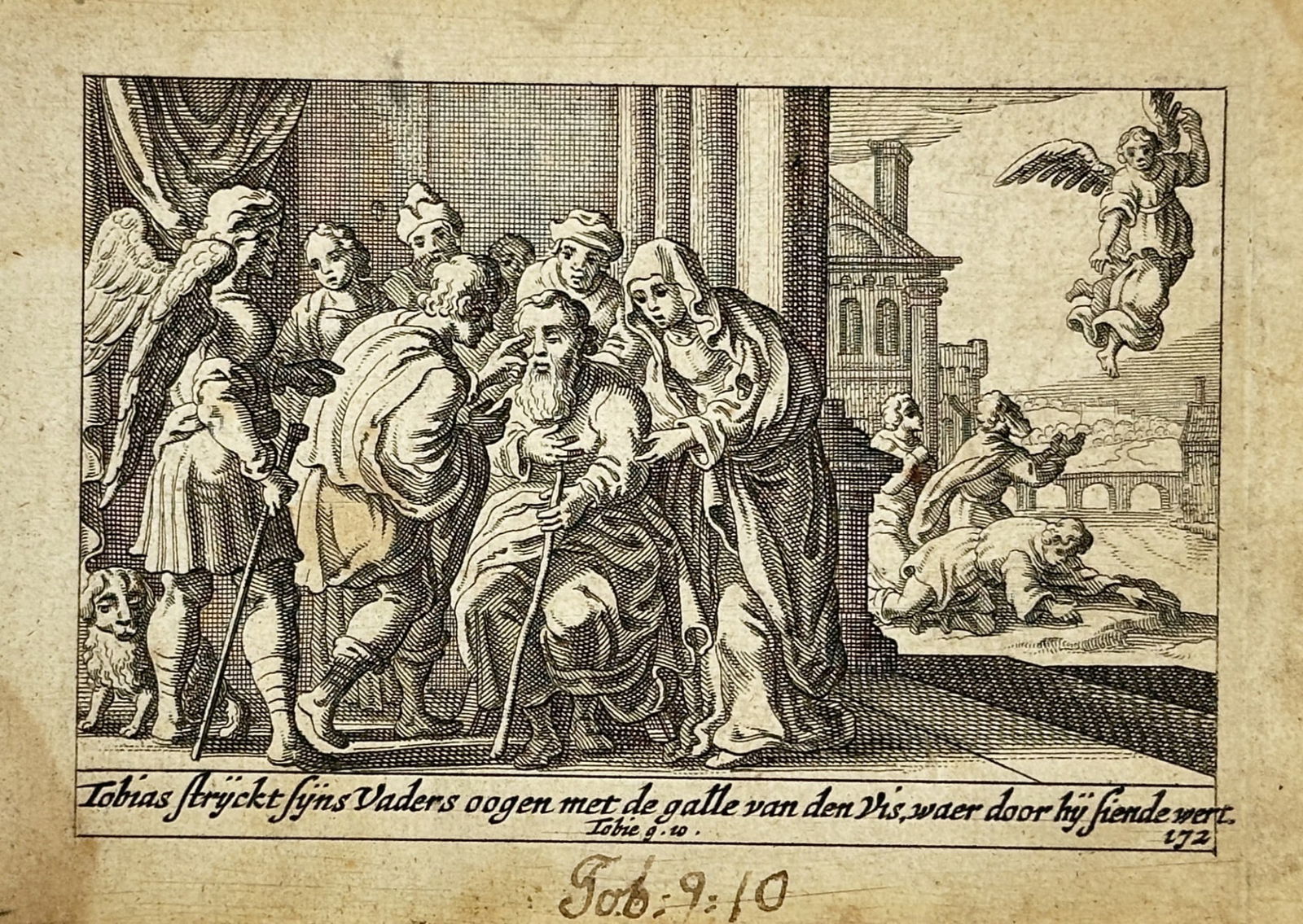 Pieter Schut (1618–1660) – Tobias Healing His Father – Woodcut (1659) (1 of 2)