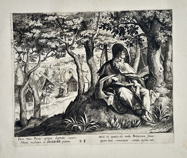 Giovanni Merlo (Active c. 1640–1660) – Saint Hilarion in the Desert – Engraving (1 of 2)