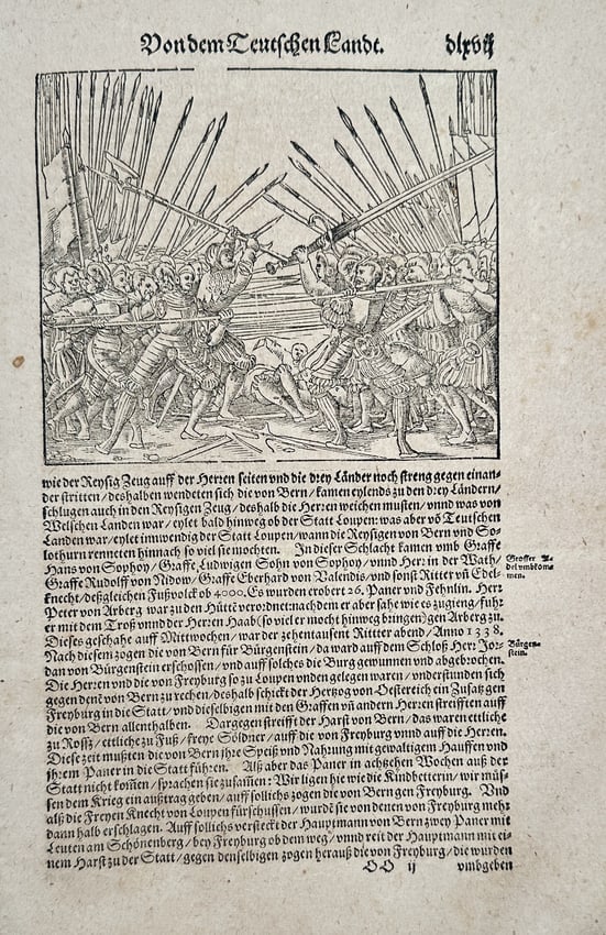 Sebastian Münster (1488–1552) – Battle Scene in the German Lands (Vondem Teutsch) (1 of 2)