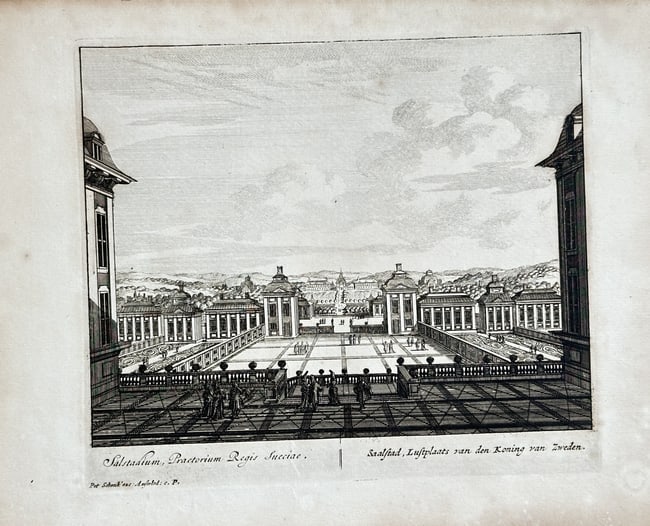 Pieter Schenk (1660–1711) – Salsta Palace of the King of Sweden – Engraving (1 of 2)