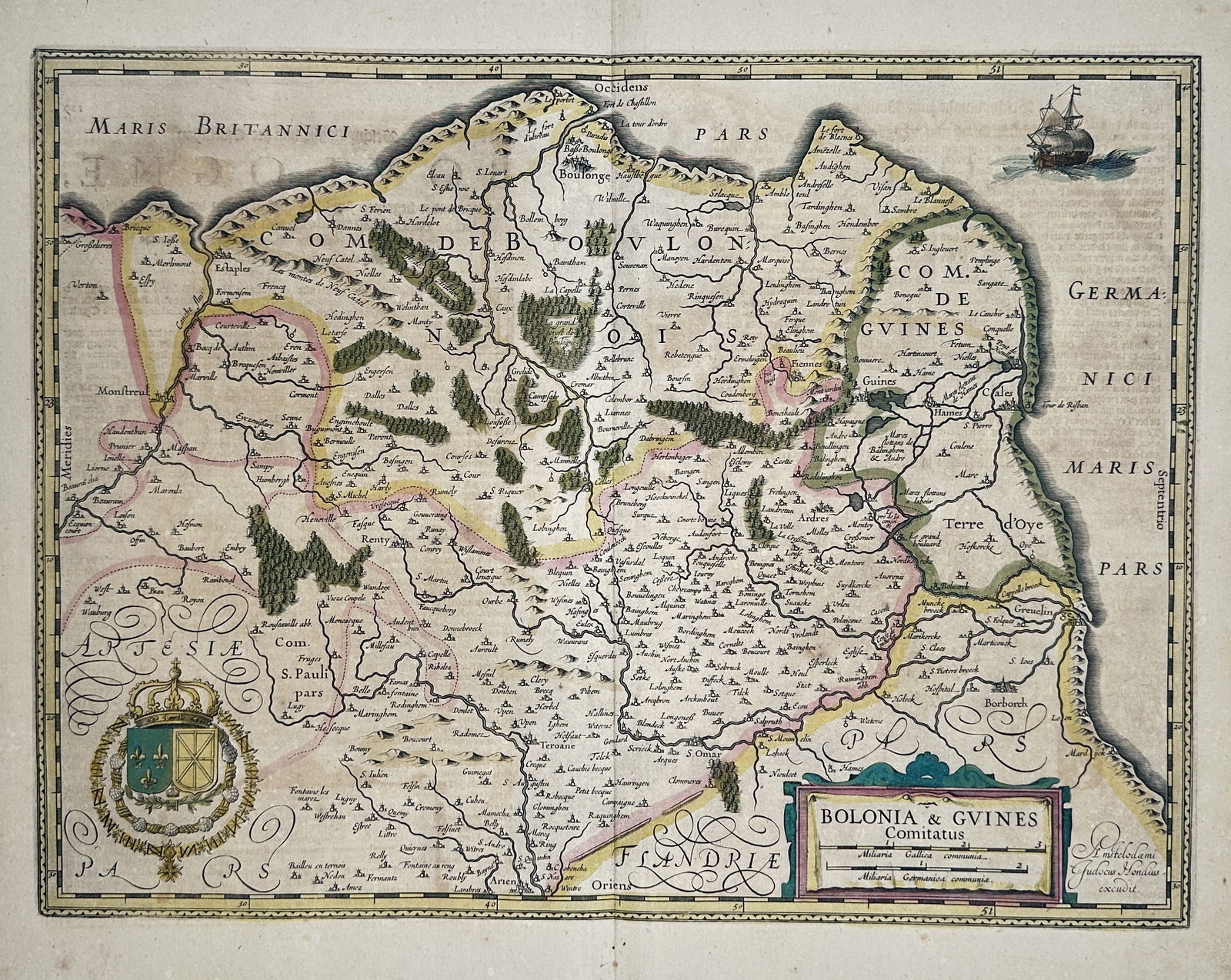 Gerardus Mercator (1512–1594) – Map of the Counties of Boulogne and Guînes (Bolonia & Gvines (1 of 2)