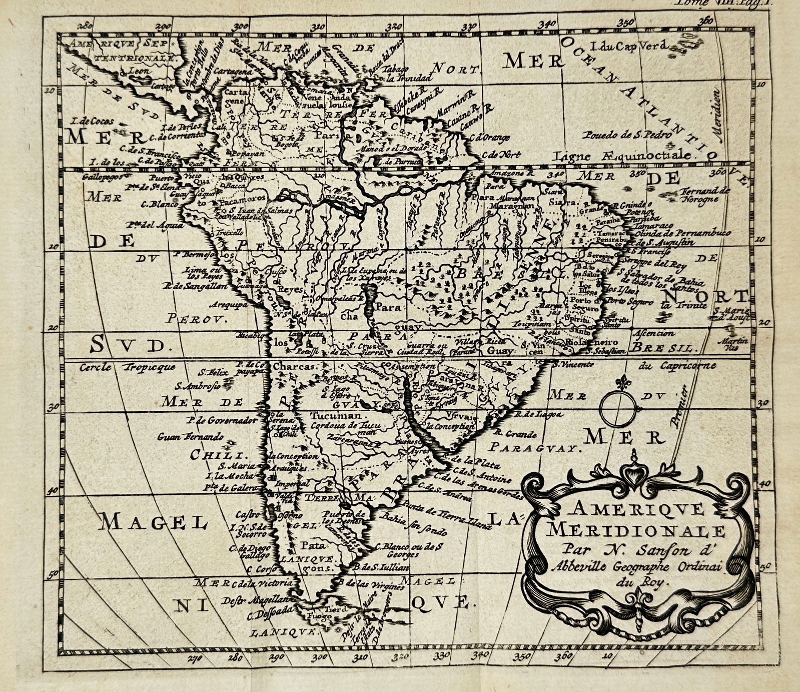 Nicolas Sanson (1600–1667) – Map of South America / Amerique Meridionale - Copperplate Engraving (1 of 3)