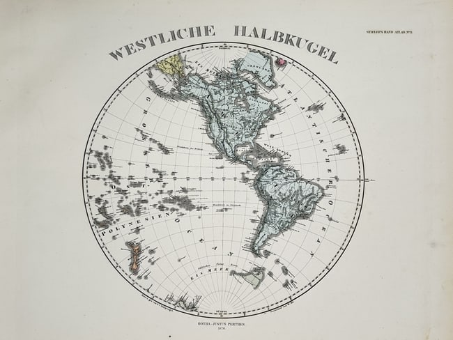Justus Perthes (1749–1816) – Map of the Western Hemisphere – Engraving (1875) (1 of 1)
