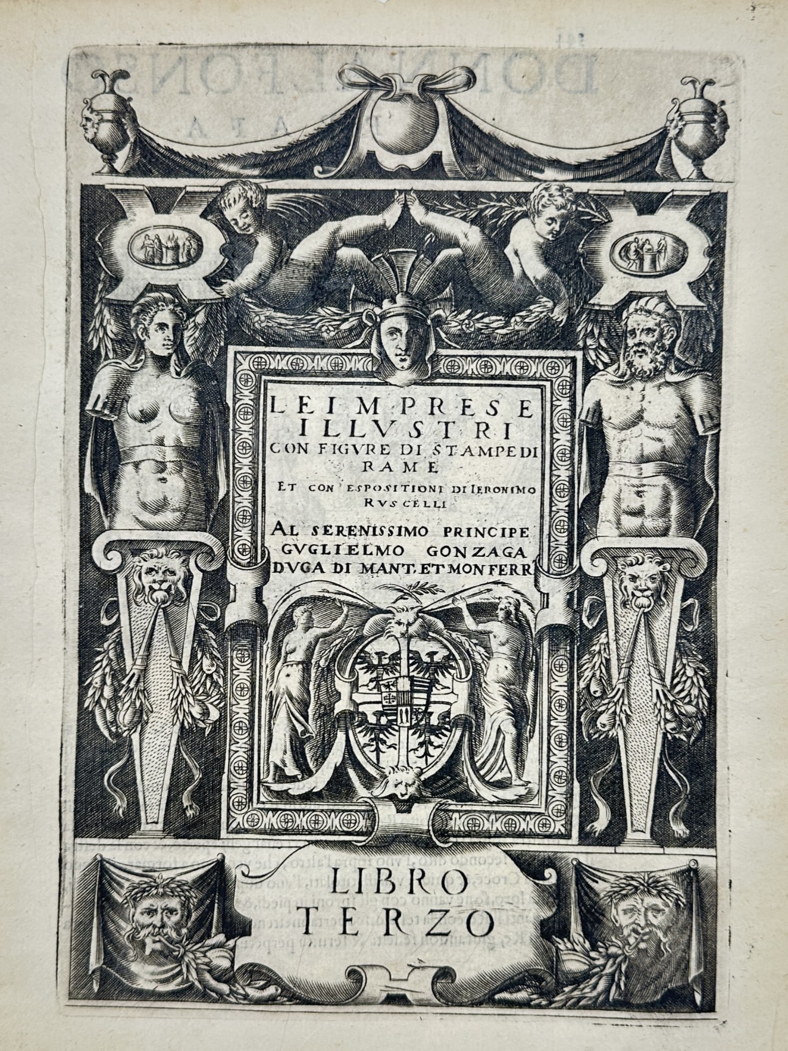 Girolamo Ruscelli (1504–1566) – Title Page for Book Three of Illustrious Devices (1 of 2)