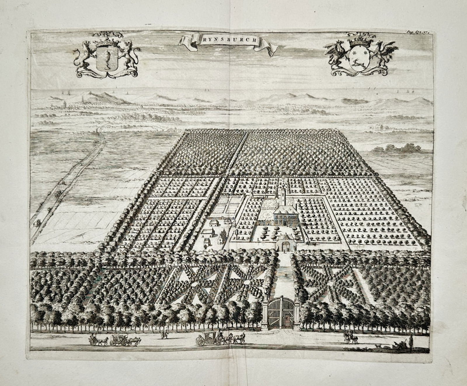 Mattheus Smallegange (1624–1710) – View of the House Rijnsburgh – Etching (1696) (1 of 2)