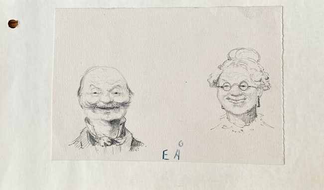 Unknown Artist – Untitled (Portraits of a Man and Woman) – Pencil on paper (1 of 2)