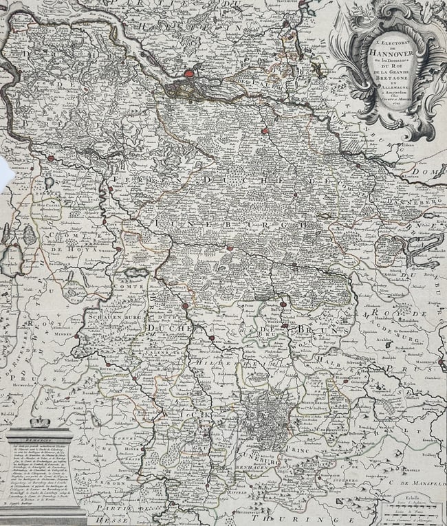 Johannes Covens – Map of the Electorate of Hanover – Germany – Hand-coloured engraving (1 of 2)