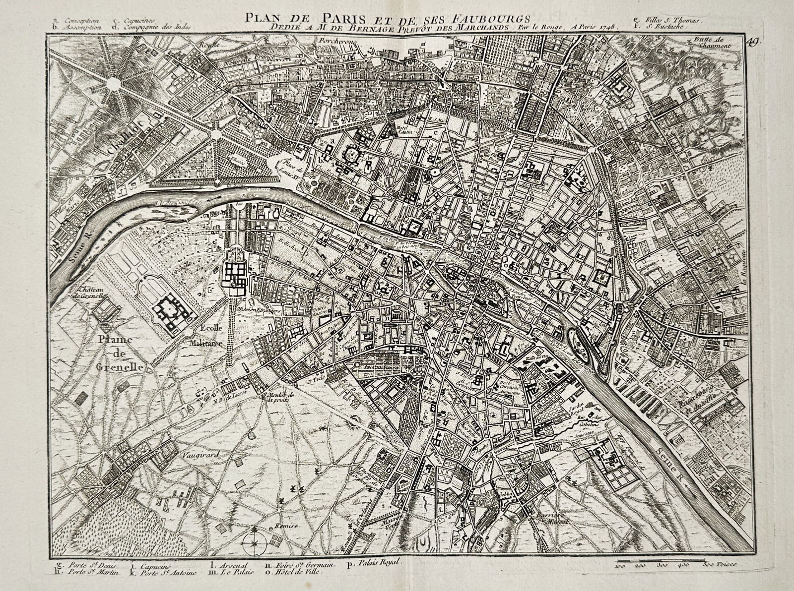 Louis Charles Desnos (1725–1805) – Map of Paris and its Suburbs - Copperplate engraving (1 of 1)