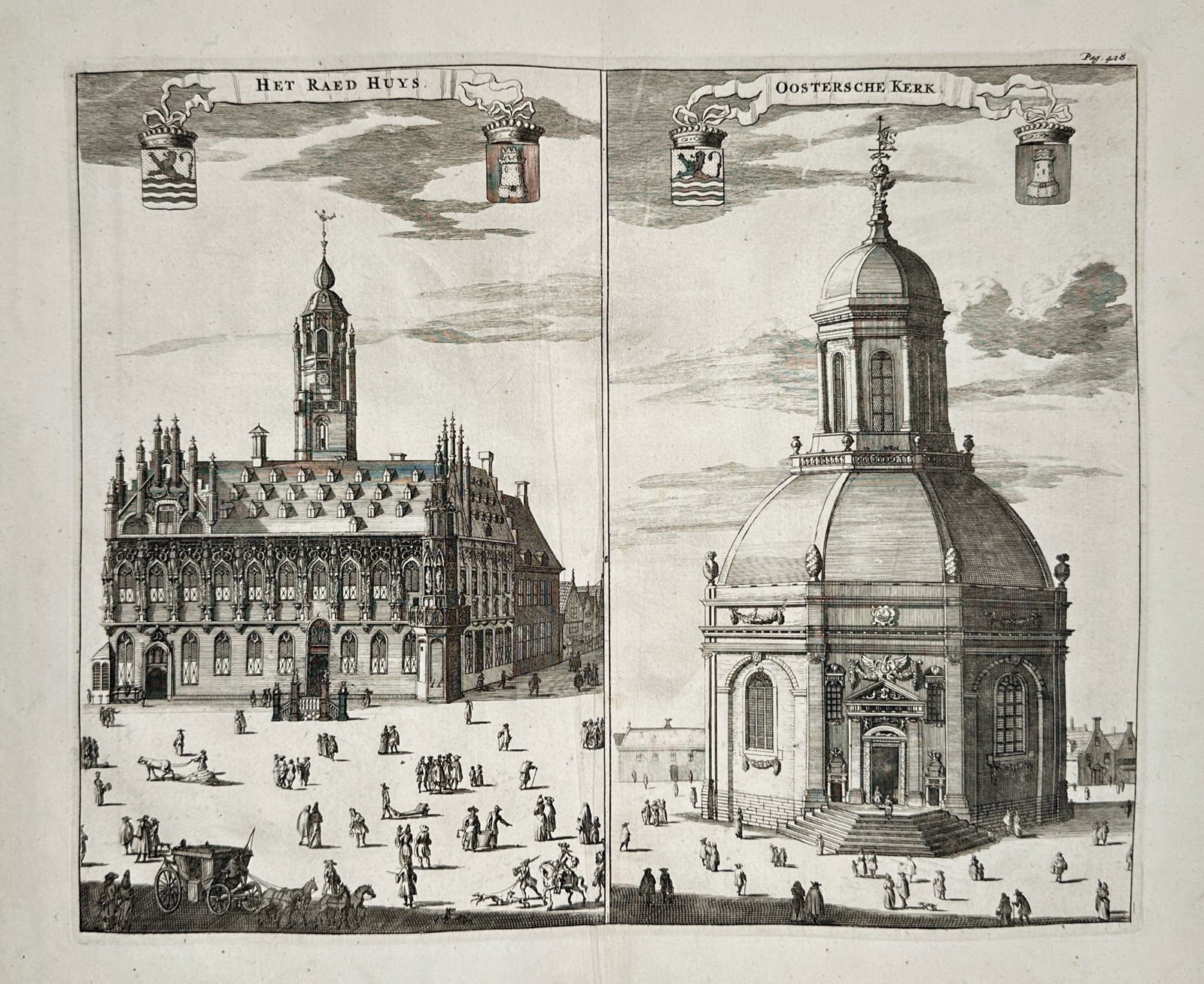 Daniel Stoopendaal (1672–1726) – The City Hall and the Eastern Church in Amsterd (1 of 2)