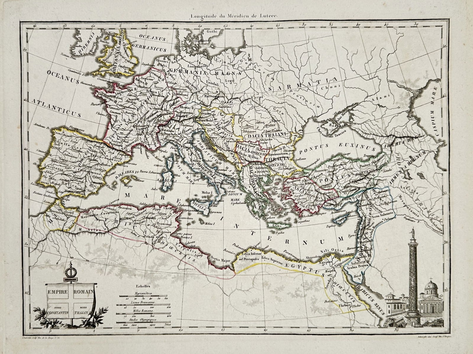 Conrad Malte-Brun (1775–1826) – Map of the Roman Empire – Europe – Engraving (1 of 2)