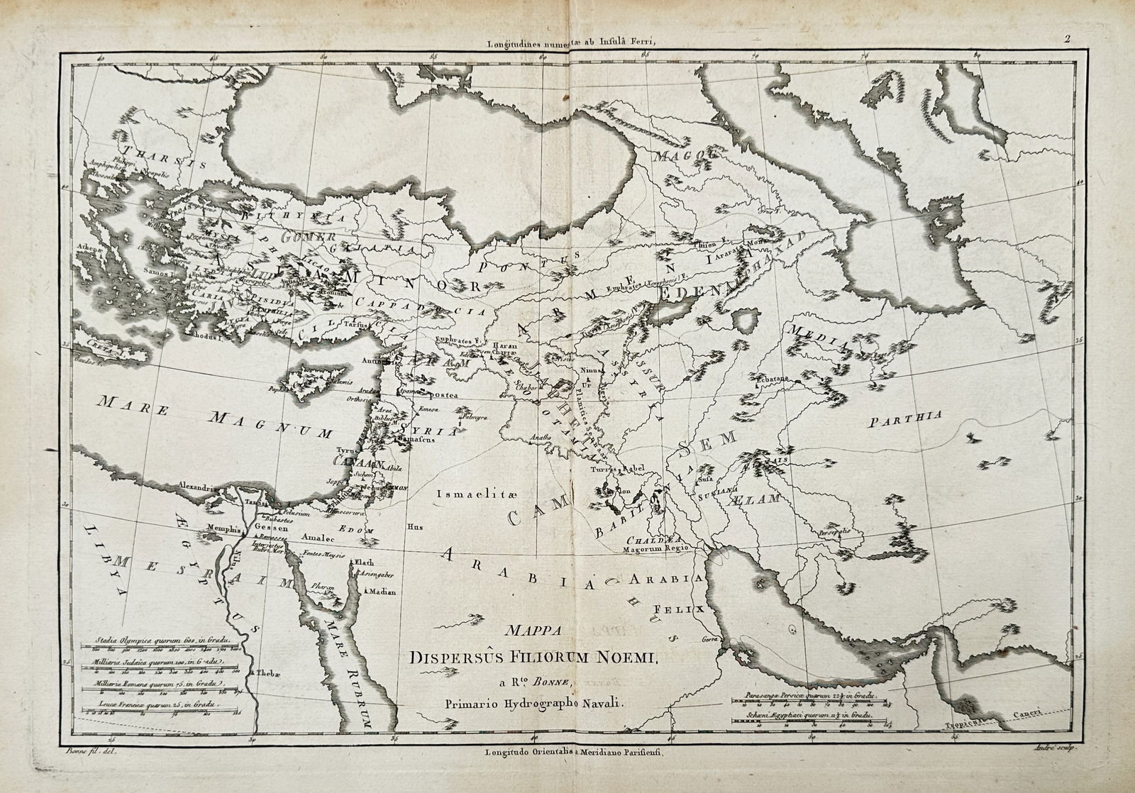 Rigobert Bonne (1727-1794) – Map of the Near East – Middle East – Engraving (1780) (1 of 2)