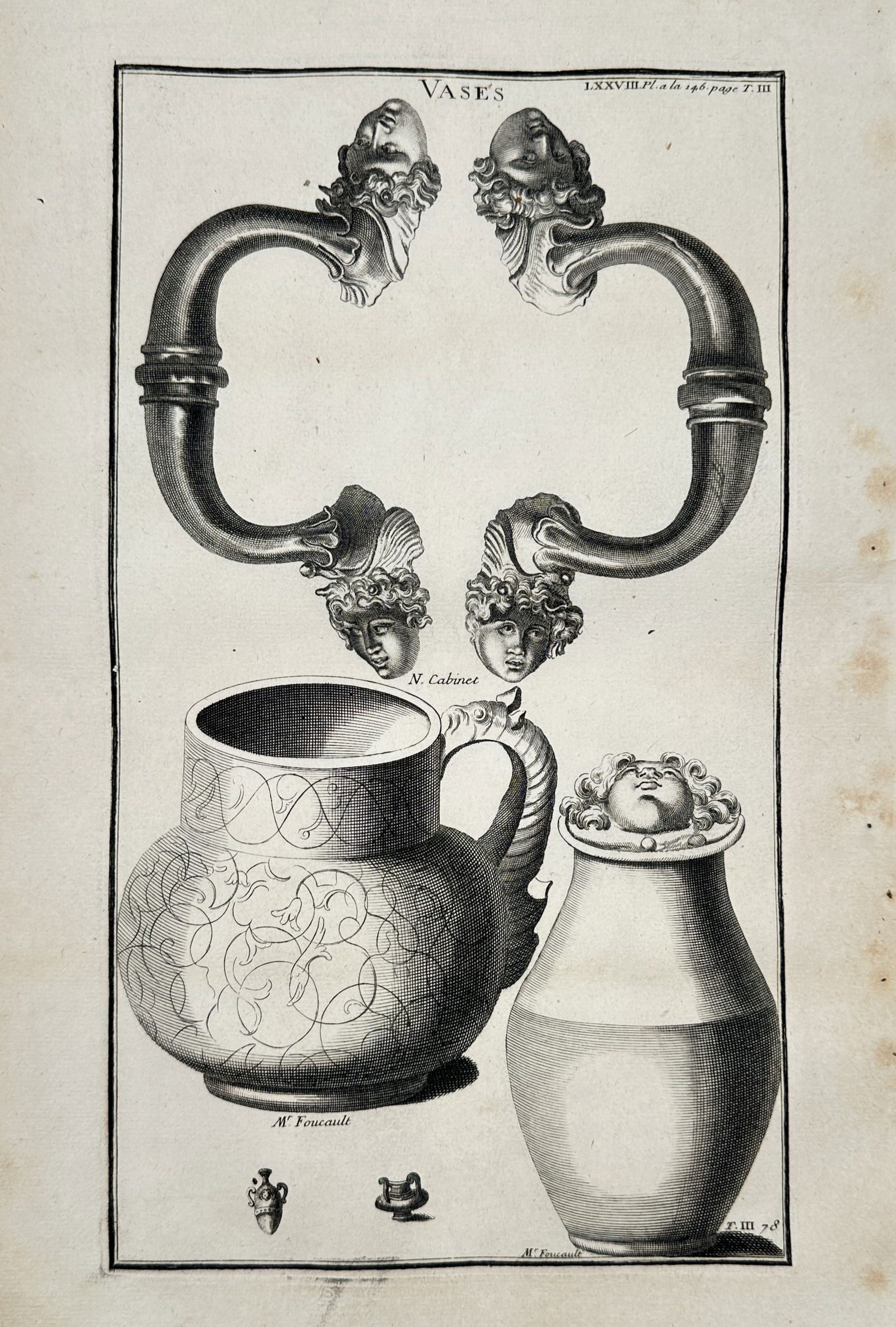 Bernard de Montfaucon (1655–1741) – Engraving of Ancient Vases – Engraving (1719) (1 of 2)