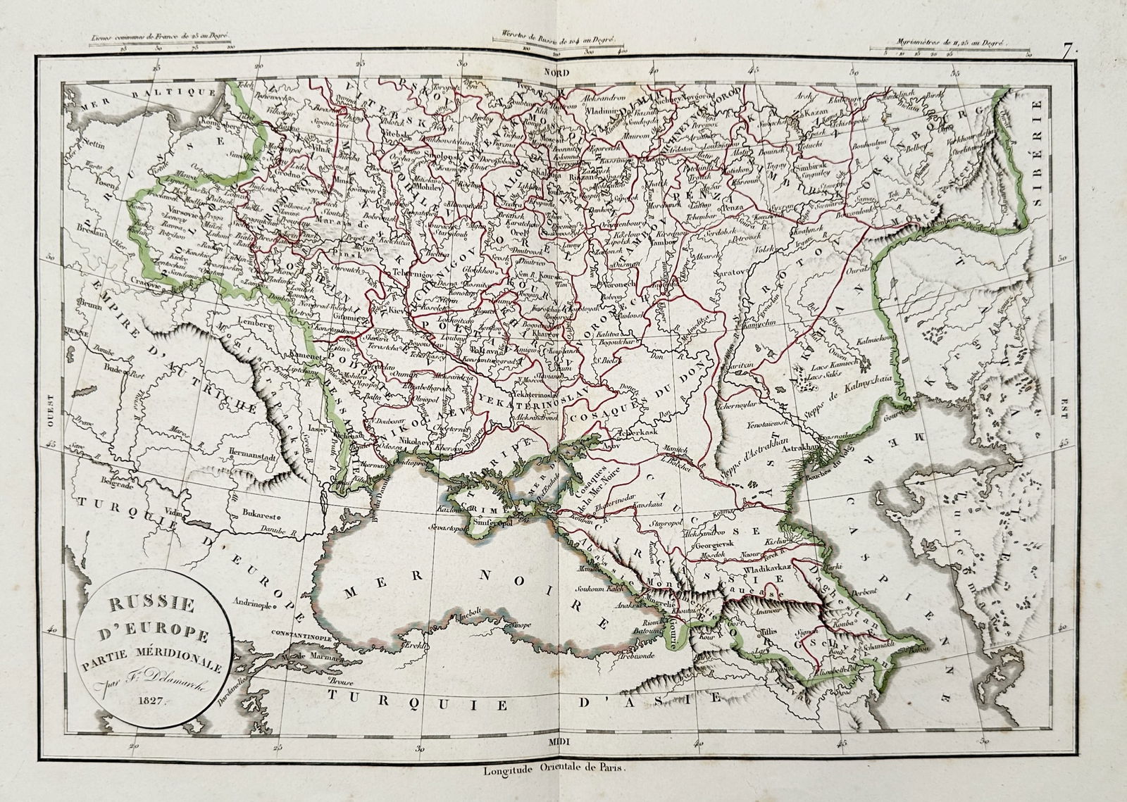 Felix Delamarche (1780-1845) – Map of European Russia – Russia – Engraving (1827) (1 of 2)