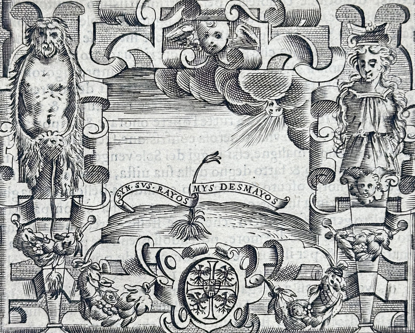 Girolamo Ruscelli (1518-1566) – Emblem of Carlo Gonzaga – Engraving (1566): "Carlo Gonzaga" features a central emblem with a sunflower enclosed by a decorative border and allegorical figures. The accompanying text describes the heliotrope flower and its symbolic connection to
