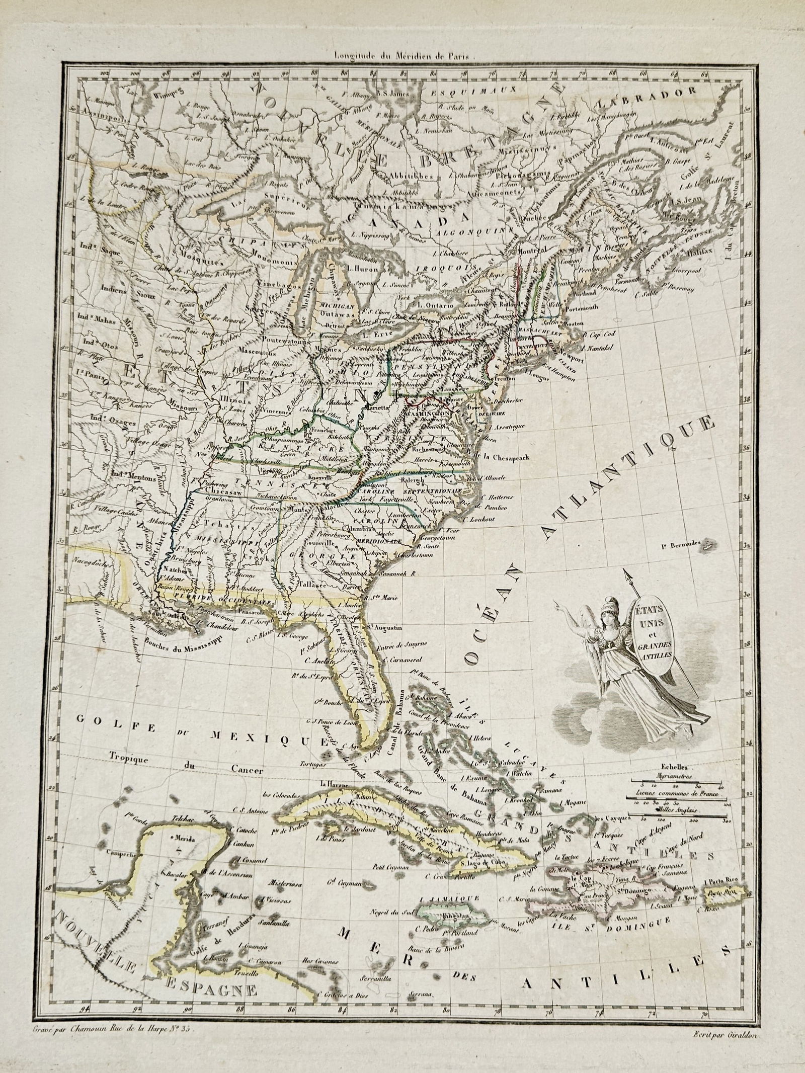 Conrad Malte-Brun (1775–1826) – Map of the United States and the Antilles – North America (1 of 2)