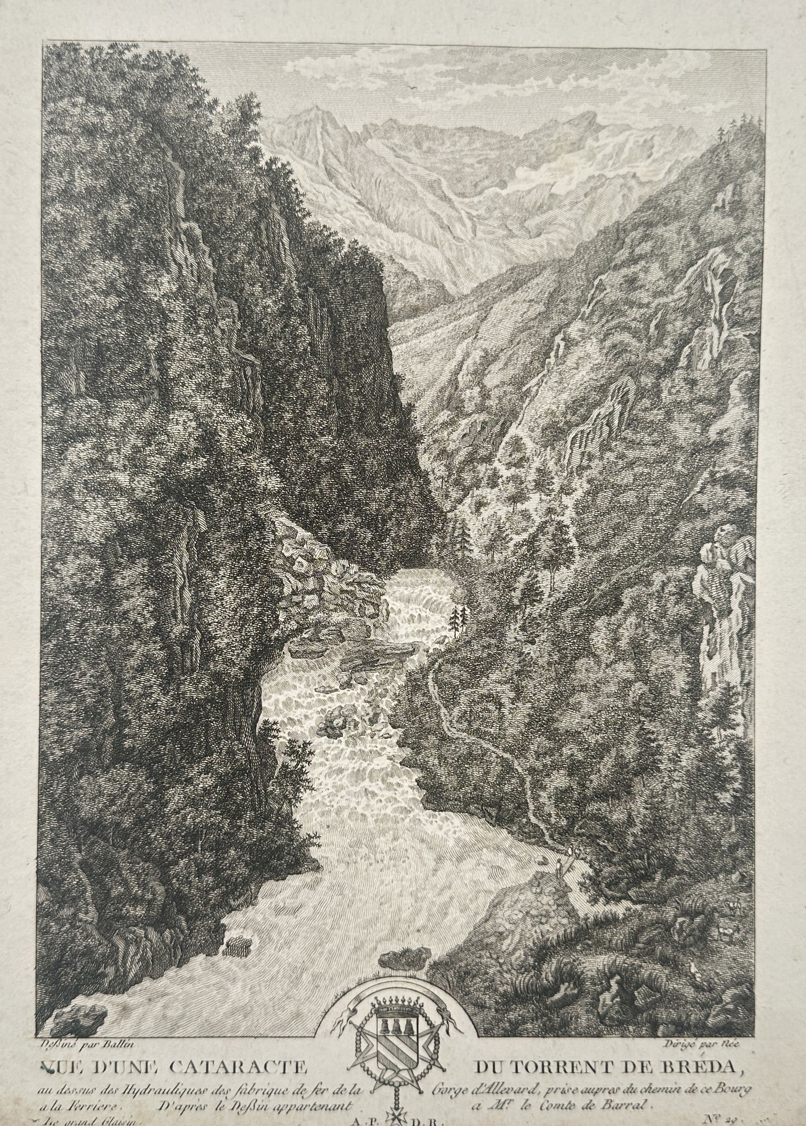 Gabriel Lory the Elder (1763–1840) – View of a Waterfall on the Torrent de Breda – Etching (1 of 2)