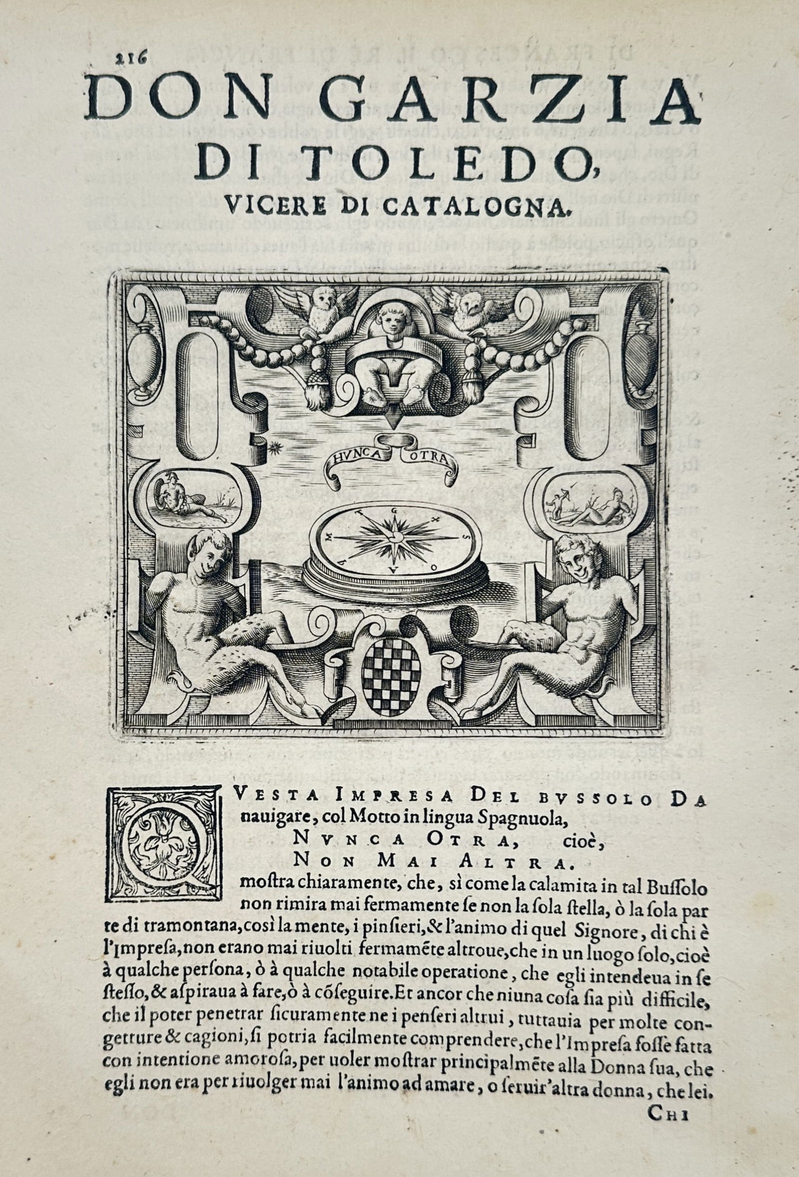 Girolamo Ruscelli (1500–1566) – Compass Emblem for Garcia de Toledo – Engraving (1566) (1 of 2)