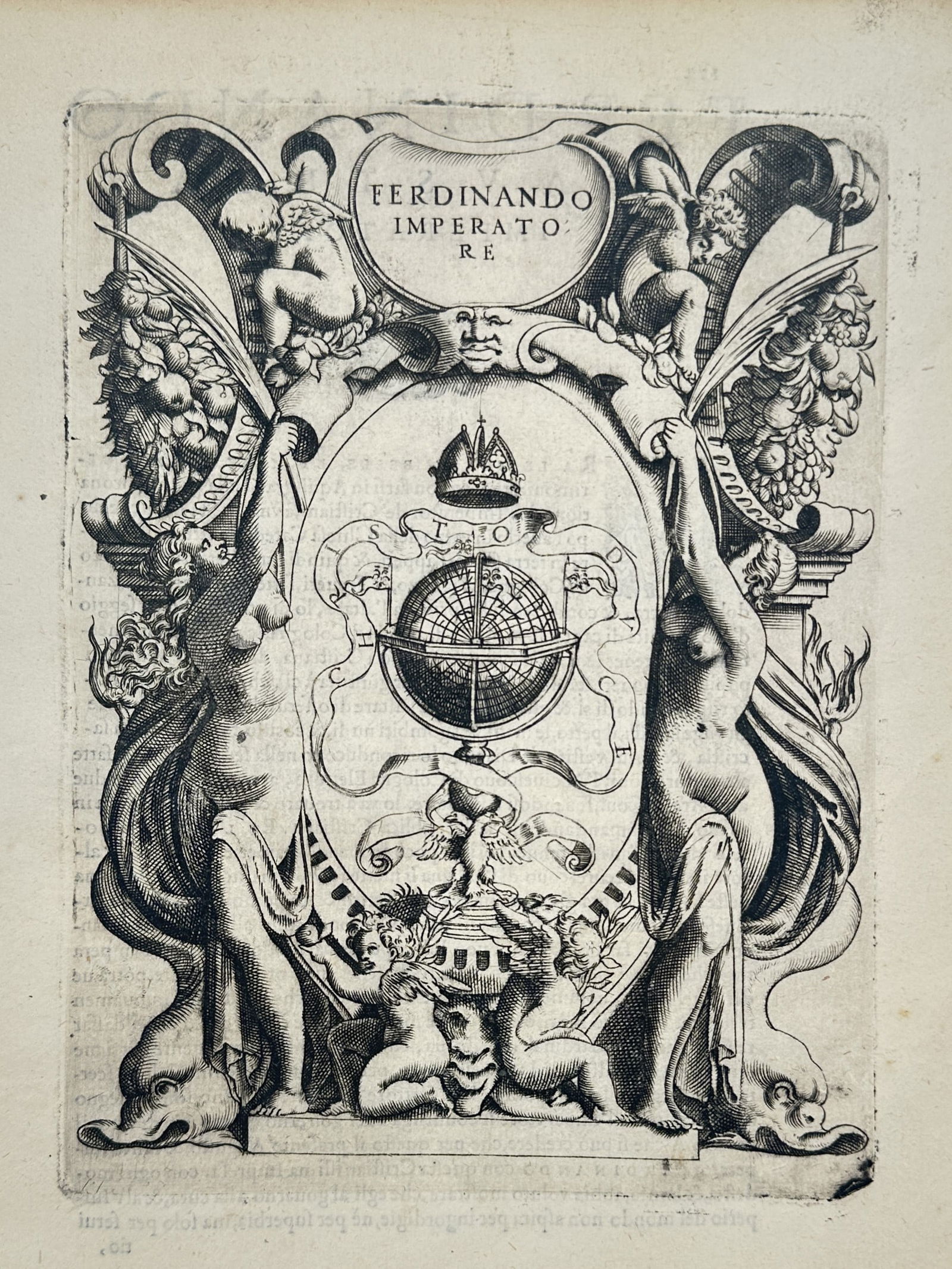 Girolamo Ruscelli (1500–1566) – Heraldic Emblem for Emperor Ferdinand I – Engraving (1 of 2)