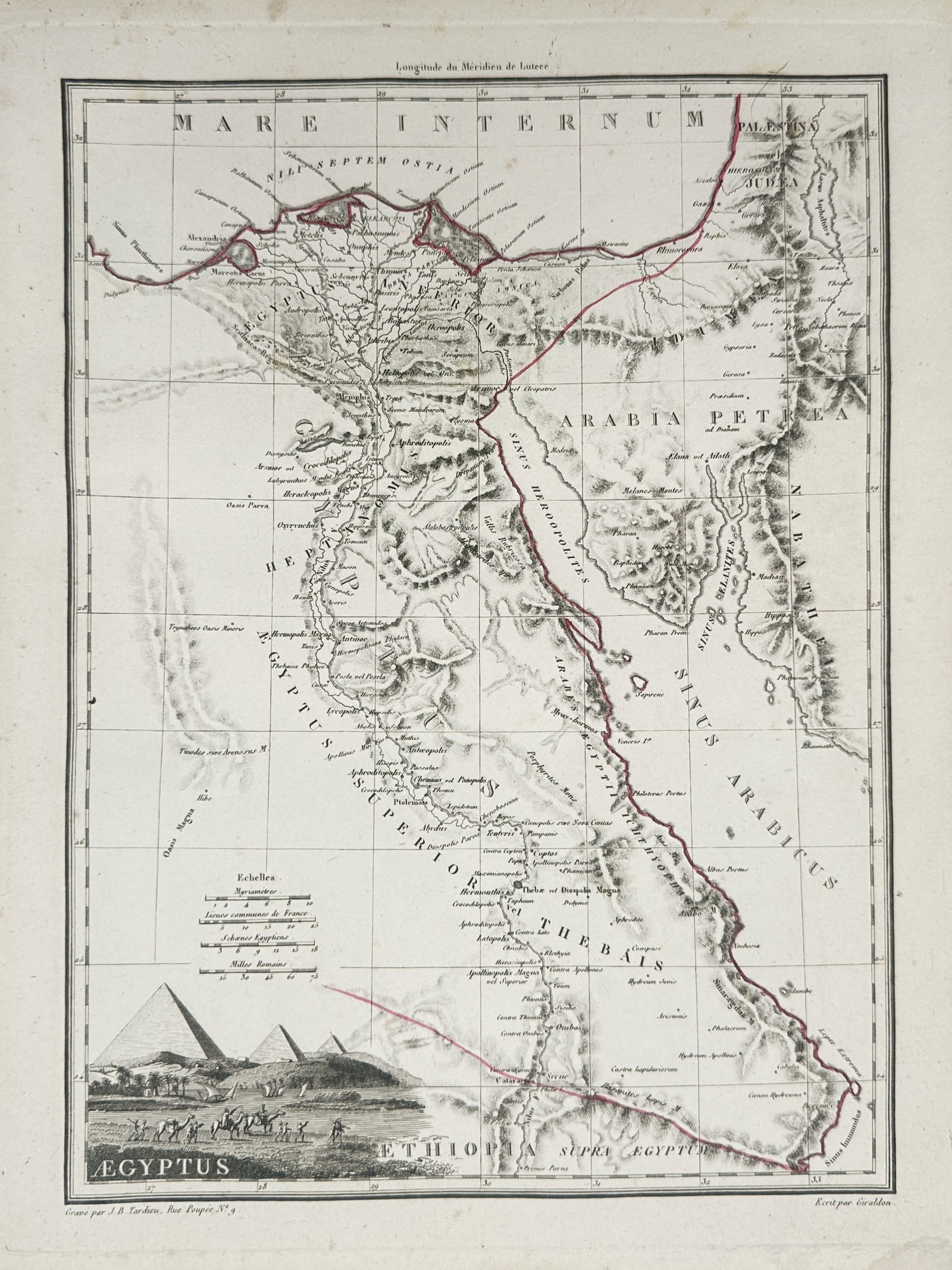 Jean-Baptiste Tardieu (1768–1837) – Map of Ancient Egypt – Egypt and Red Sea (1 of 2)