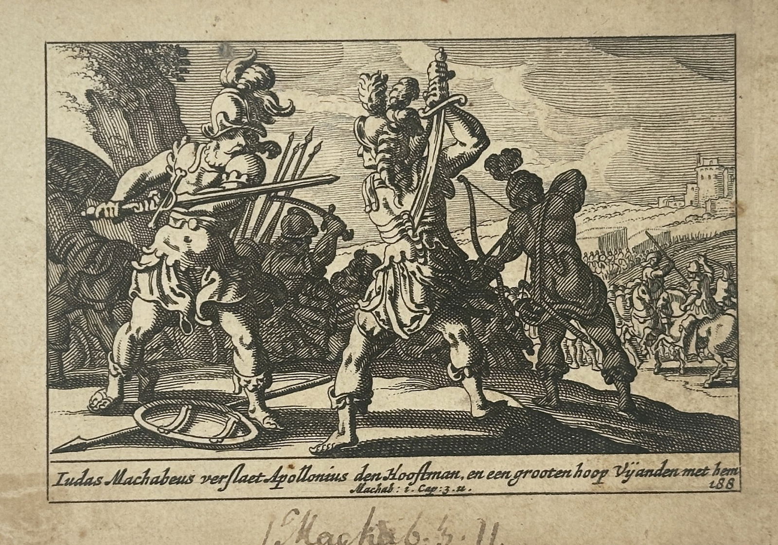 Pieter Hendriksz. Schut (1618–1660) – Judas Maccabeus Defeats Apollonius – Etching (1659) (1 of 2)