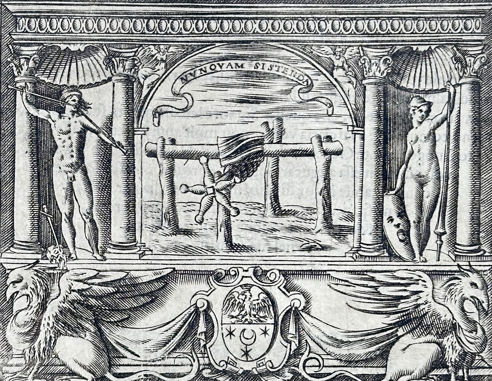 Girolamo Ruscelli (1504–1566) – Illustration of a Perpetual Screw for Giacomo Lanterio – (1 of 3)