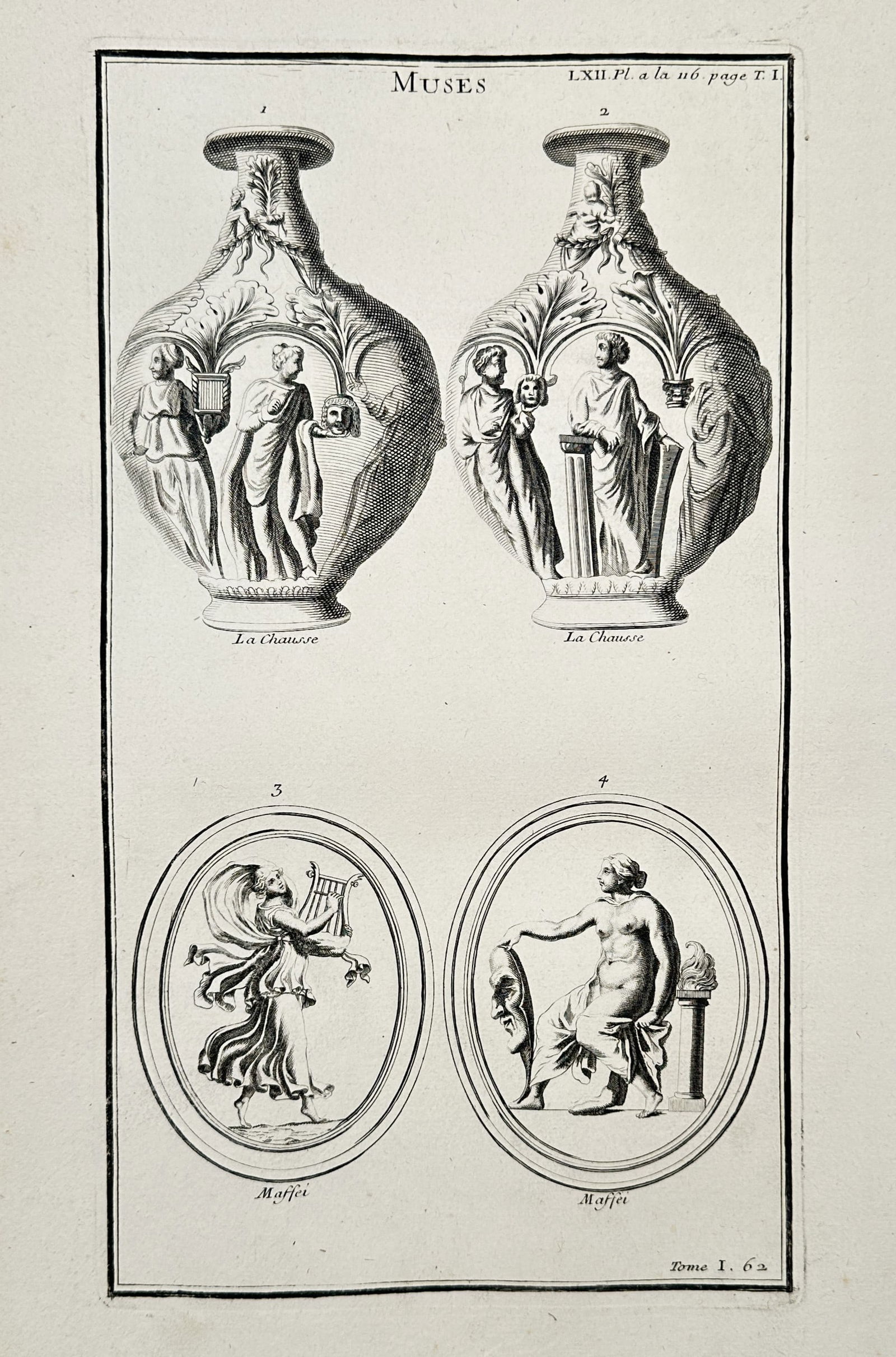 Bernard de Montfaucon (1655–1741) – Studies of the Muses from Ancient Vases and Gems (1 of 2)